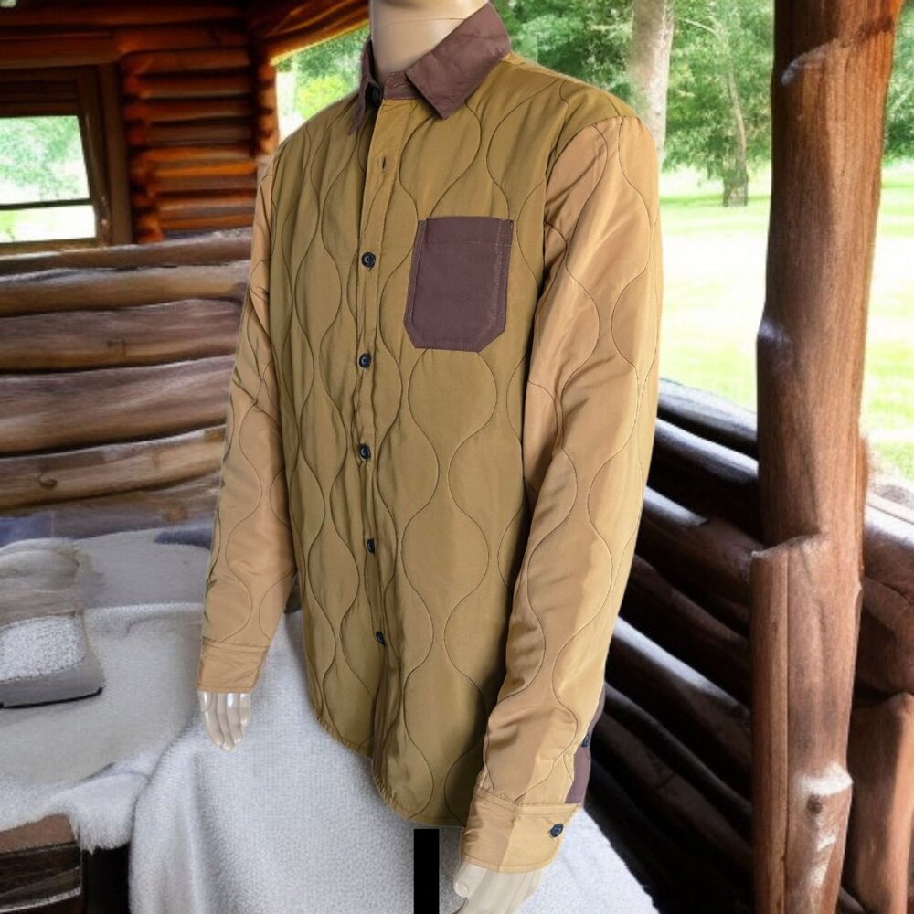 NWOT REASON (LG MEN) Two Tone Chic Button Up Quilted Shirt Jacket